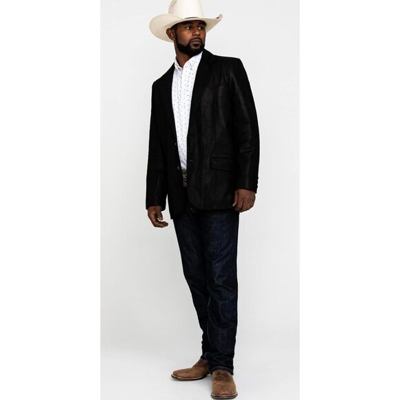 Cody James Men's Black Suede Leather Blazer Jacket 48L Men’s Western Sport Coat